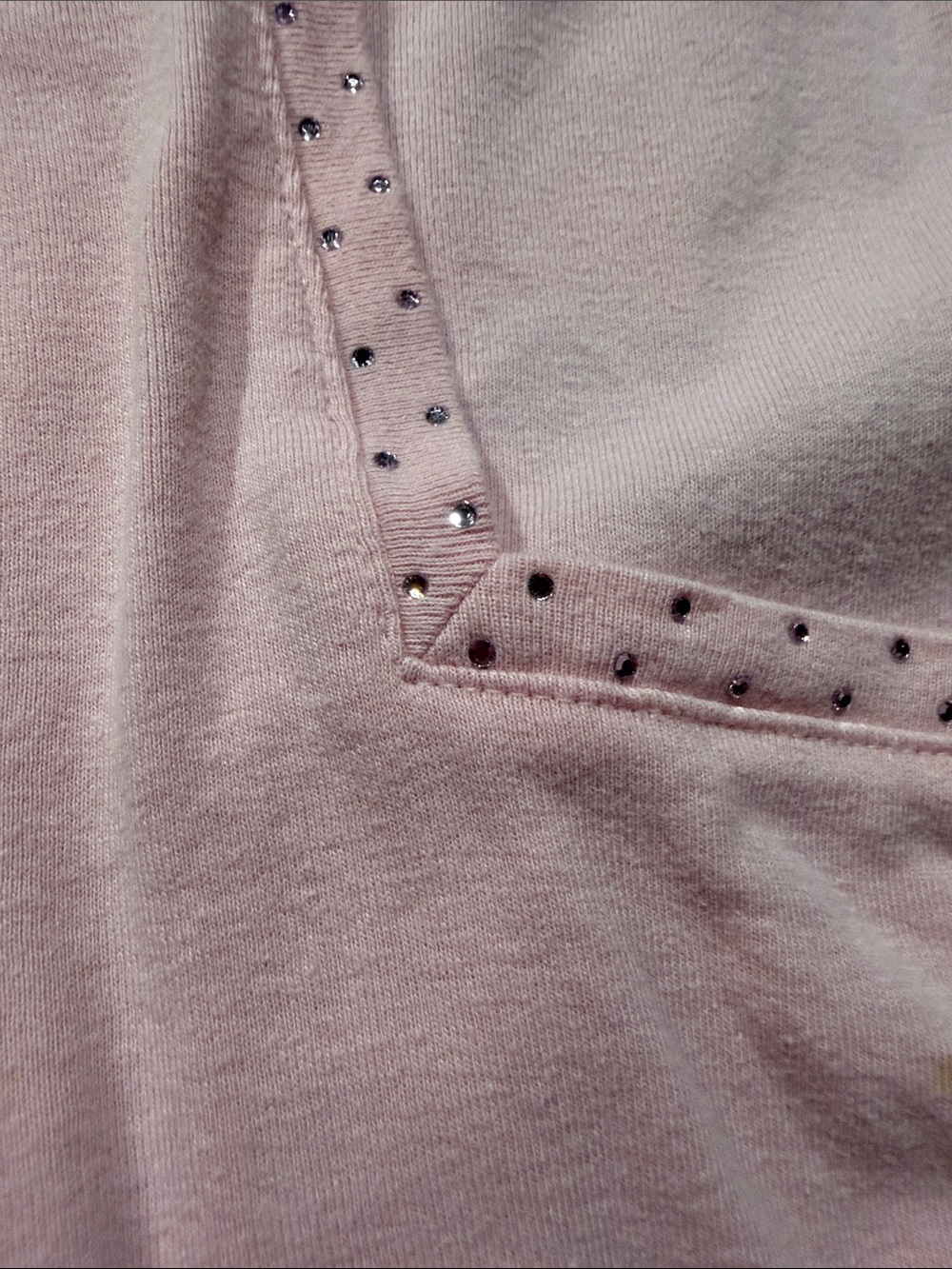Bobbie Brooks Light Pink Short Sleeve Square Neck Tee with Stud Accents - Picture 4 of 4